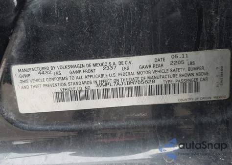 2011 Volkswagen Jetta Sportwagen 2.0L Tdi из США, поврежденный, VIN 3VWPL7AJ1BM705828